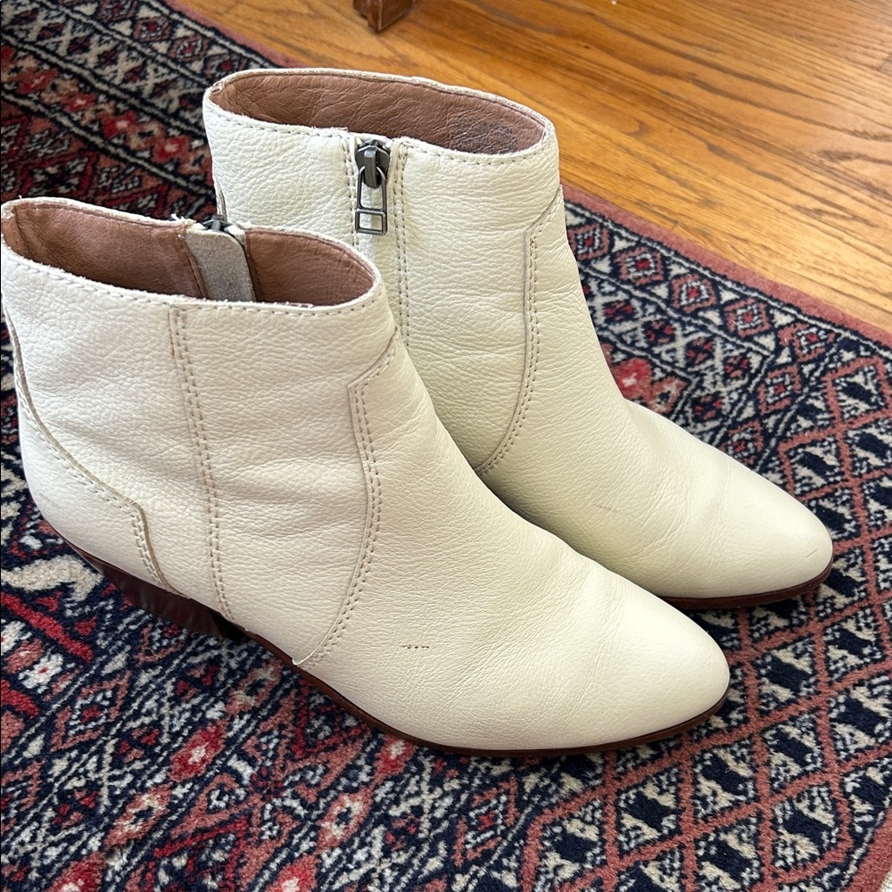 Madewell Cream Ankle Boots